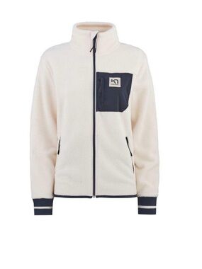 Kari Traa Women's Cream Fleece Jacket with Green Trim